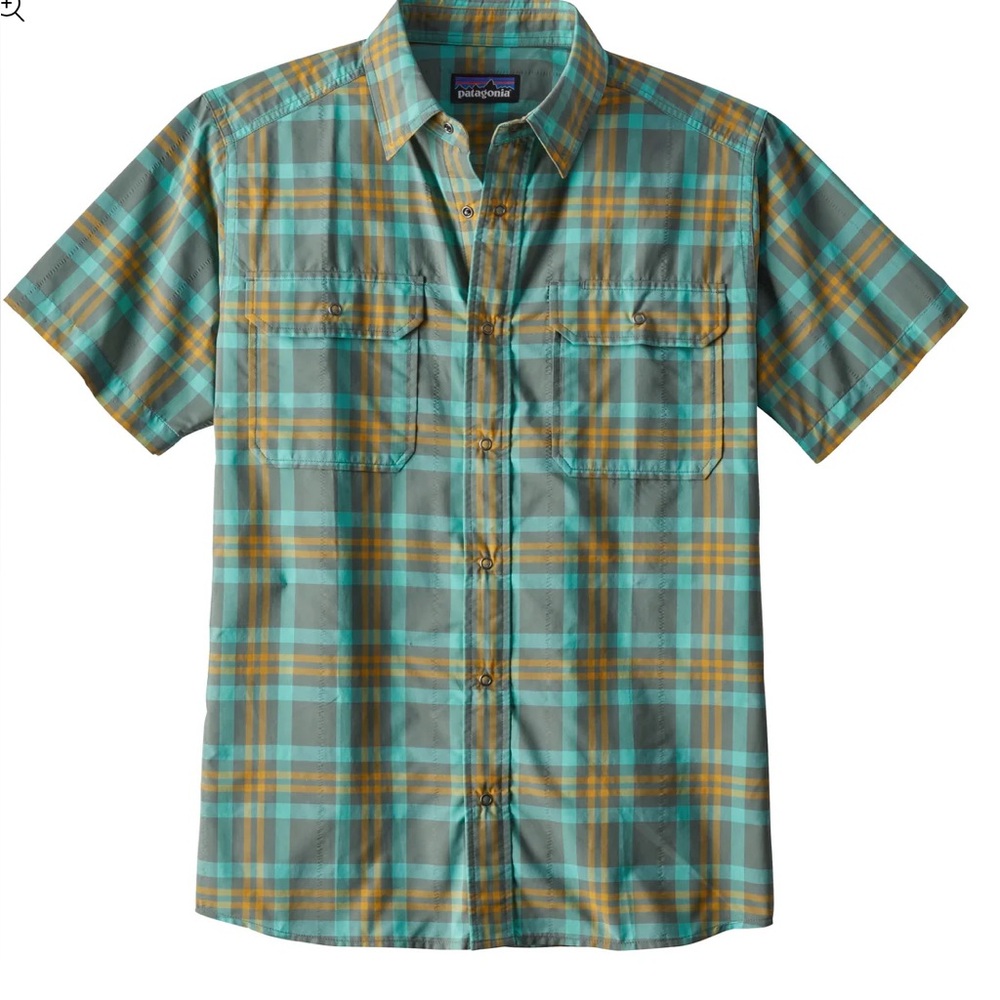Patagonia Men's El Ray Green and Yellow Plaid Shirt
